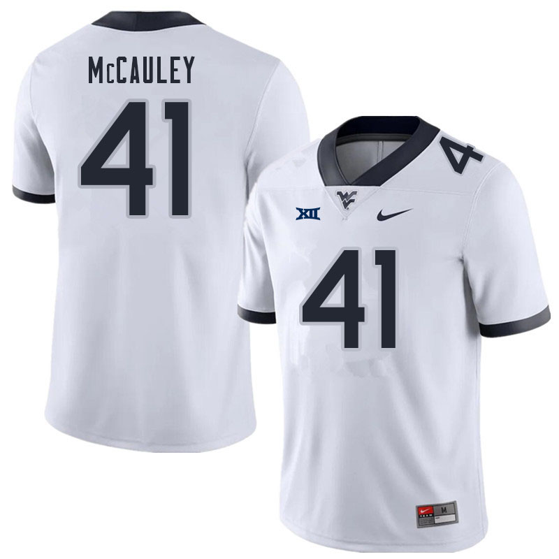 Men #41 Jax McCauley West Virginia Mountaineers College Football Jerseys Sale-White